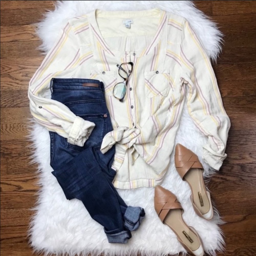 SALE Anthropologie Striped Button Down Shirt